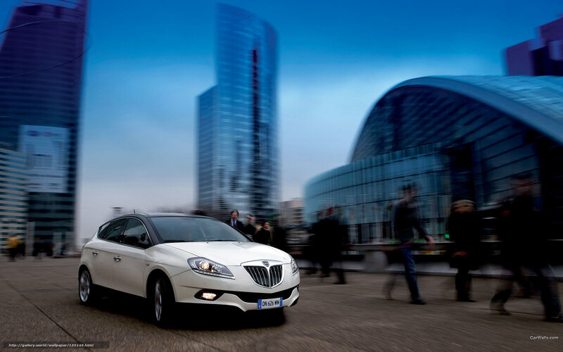 White car in city scene