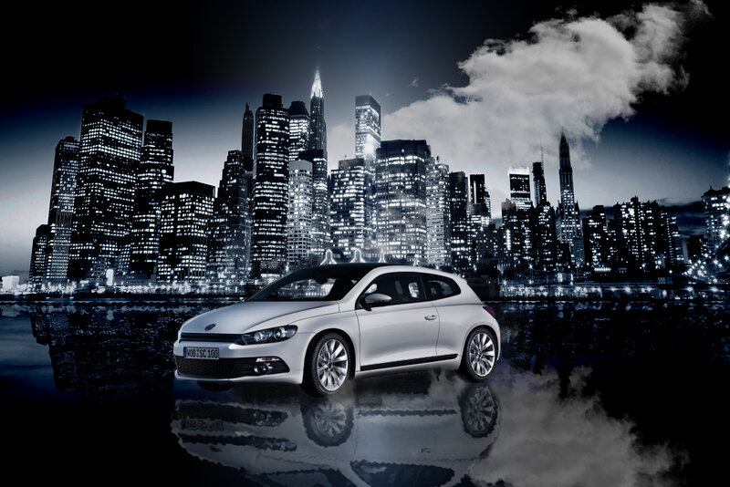 White Car in City