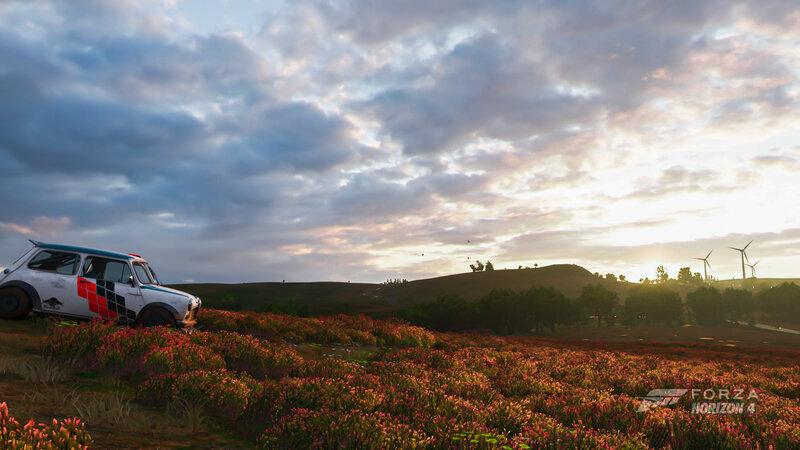 White Car in Field — Blue, Serene