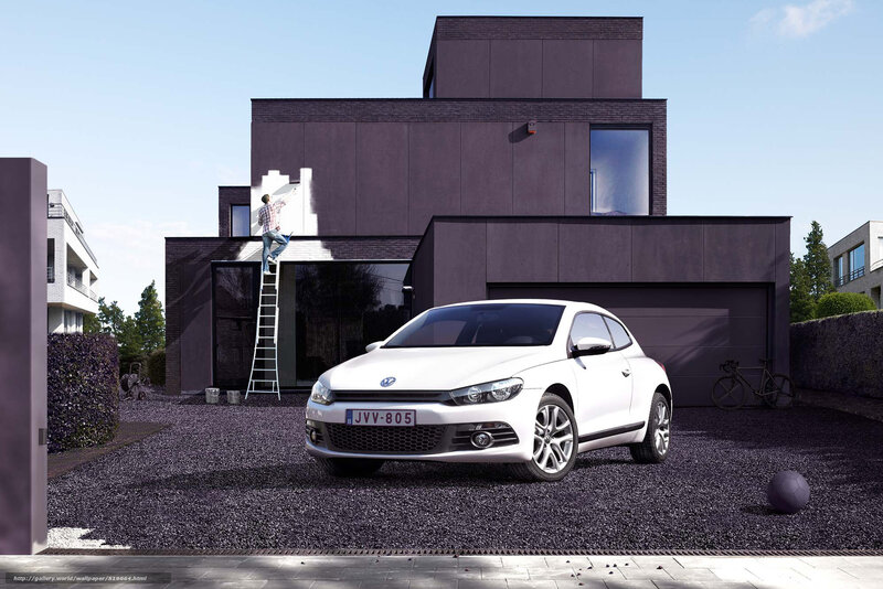 White car in front of modern house