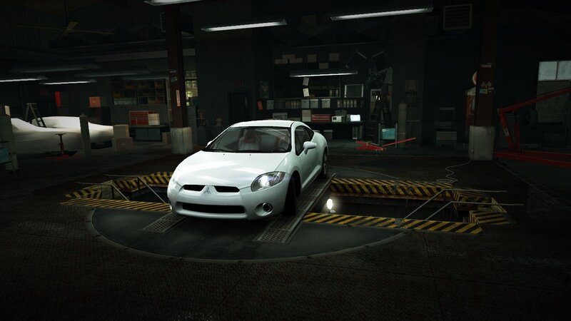 White car in garage