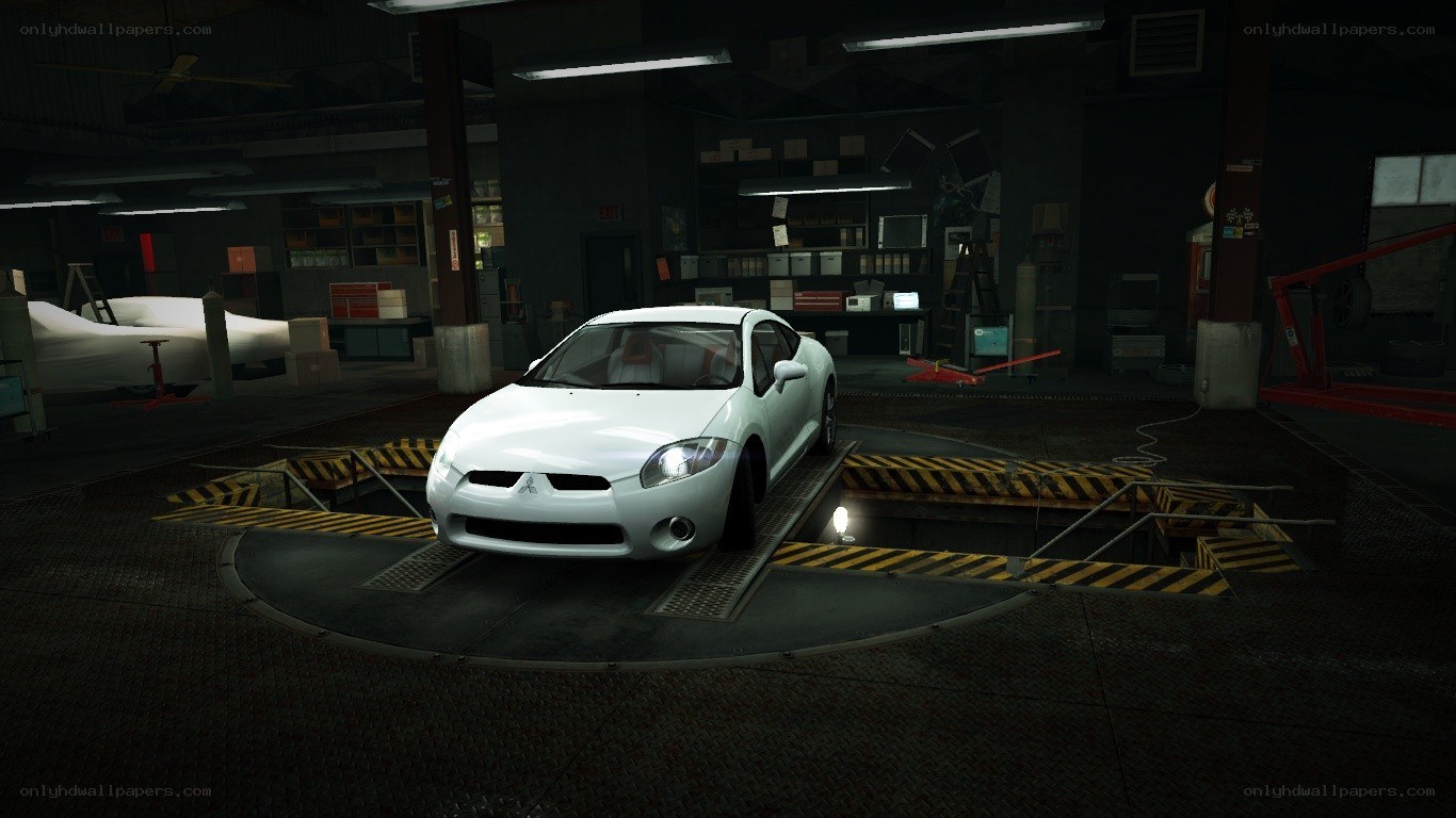 White car in garage