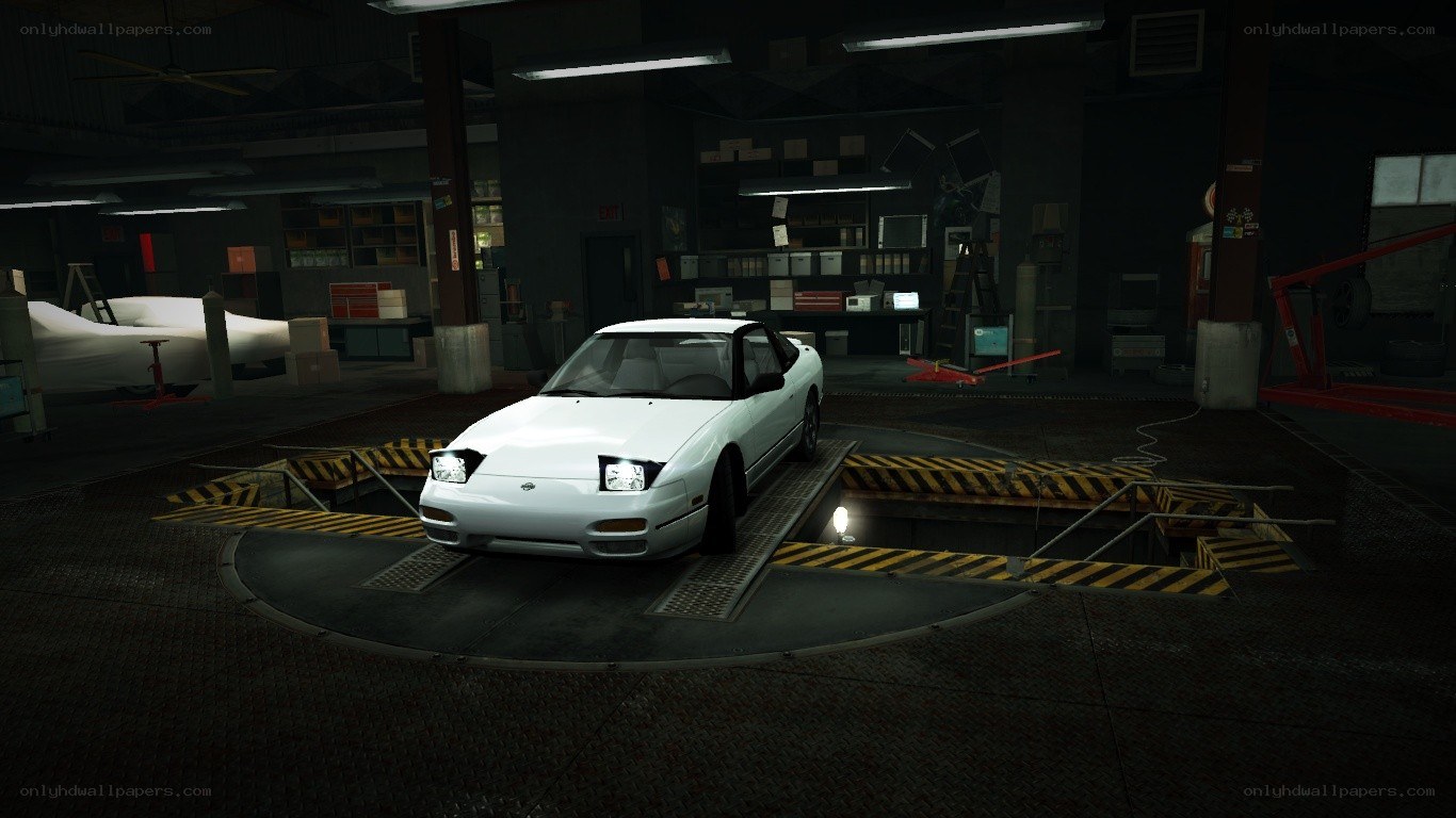 white car in garage