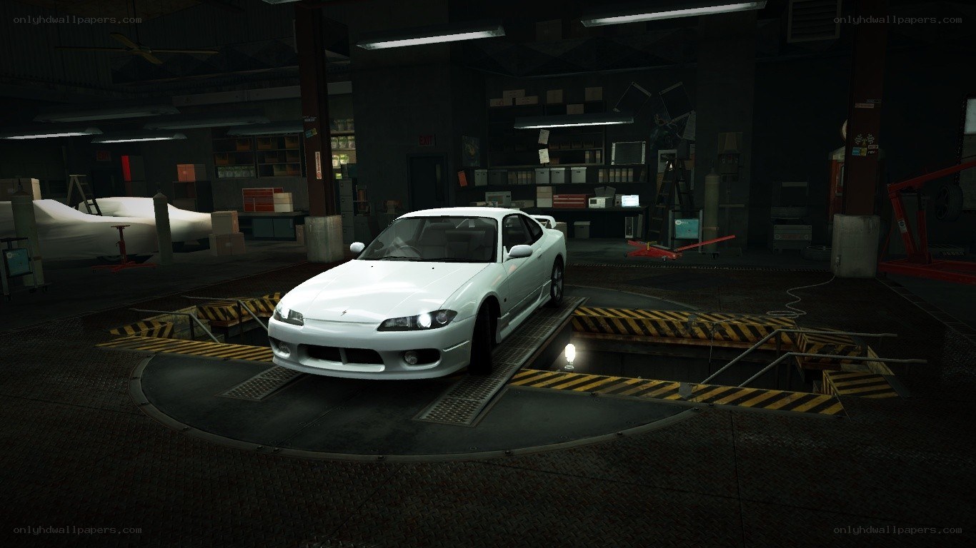 white car in garage