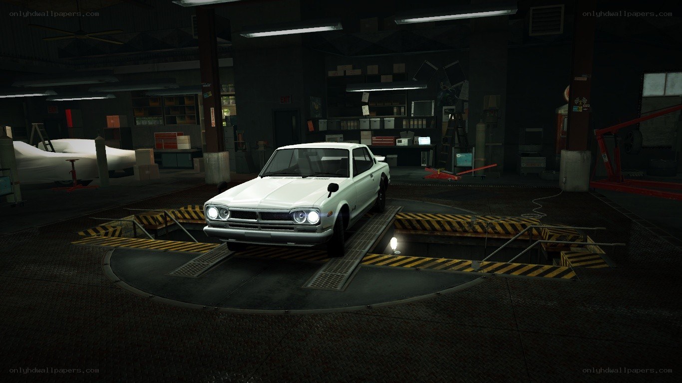 white car in garage