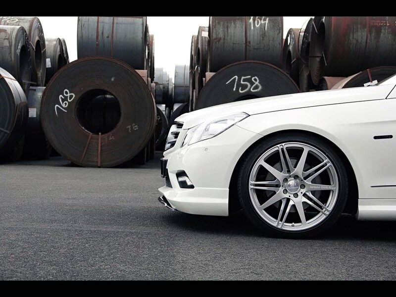 White car in industrial setting