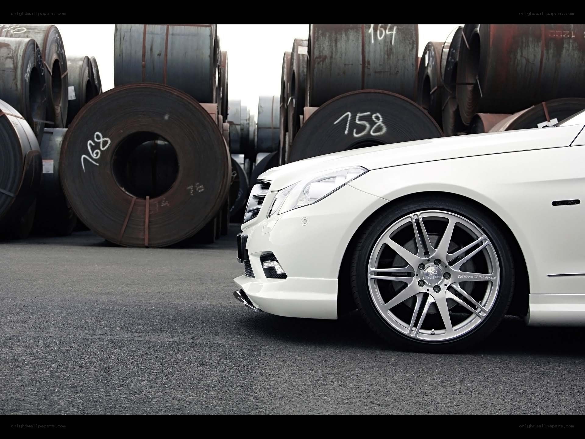 White car in industrial setting