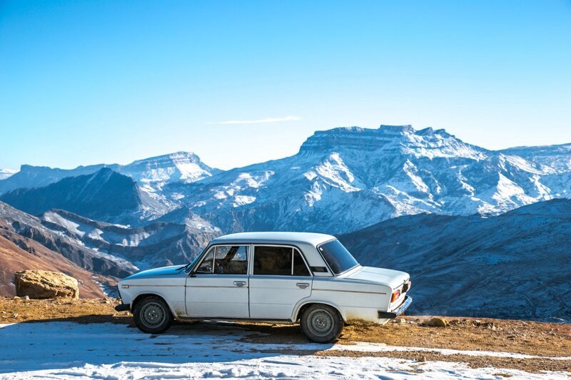 White Car in Mountains