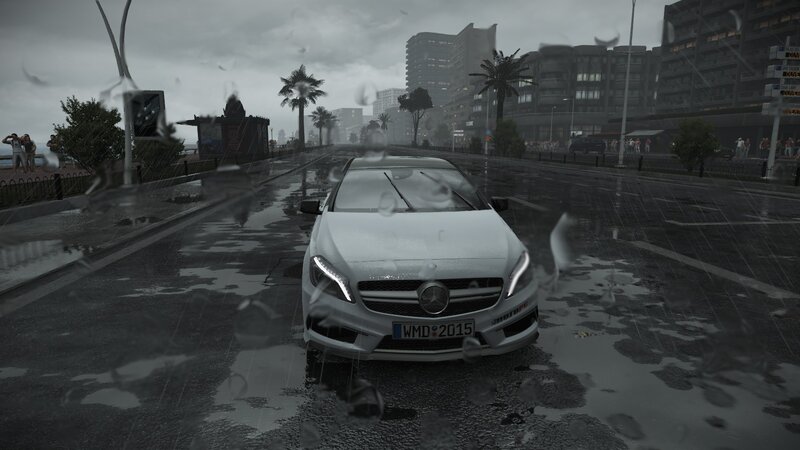White Car in Rain — Gray