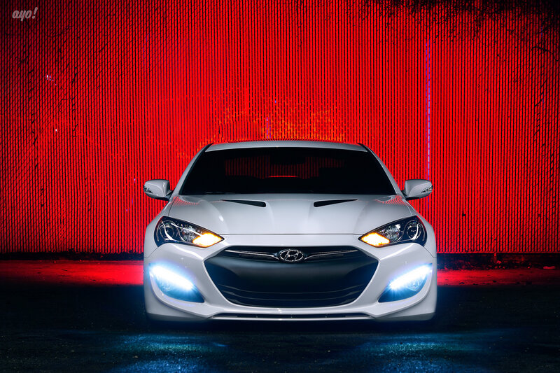 White car in red light