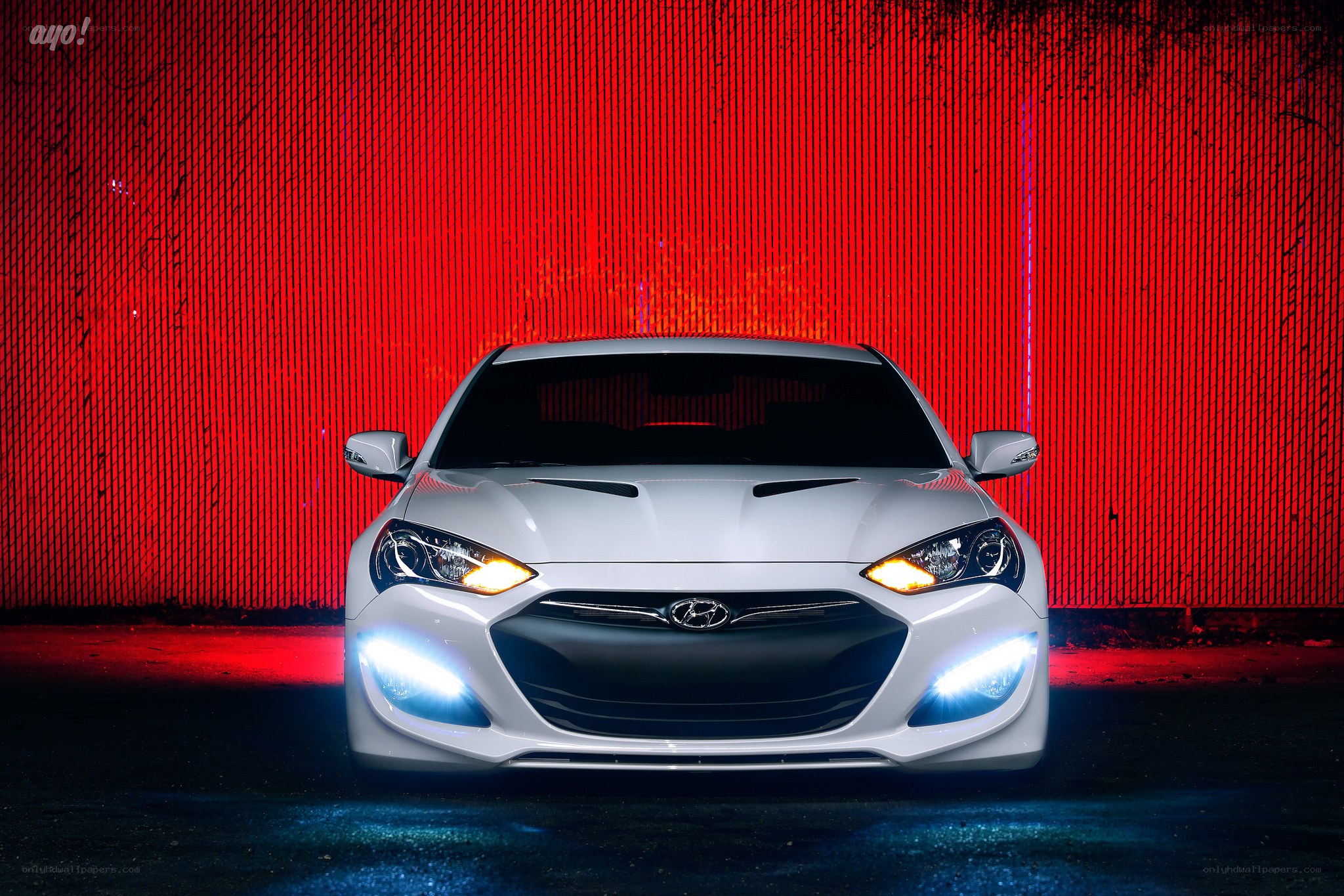 White car in red light