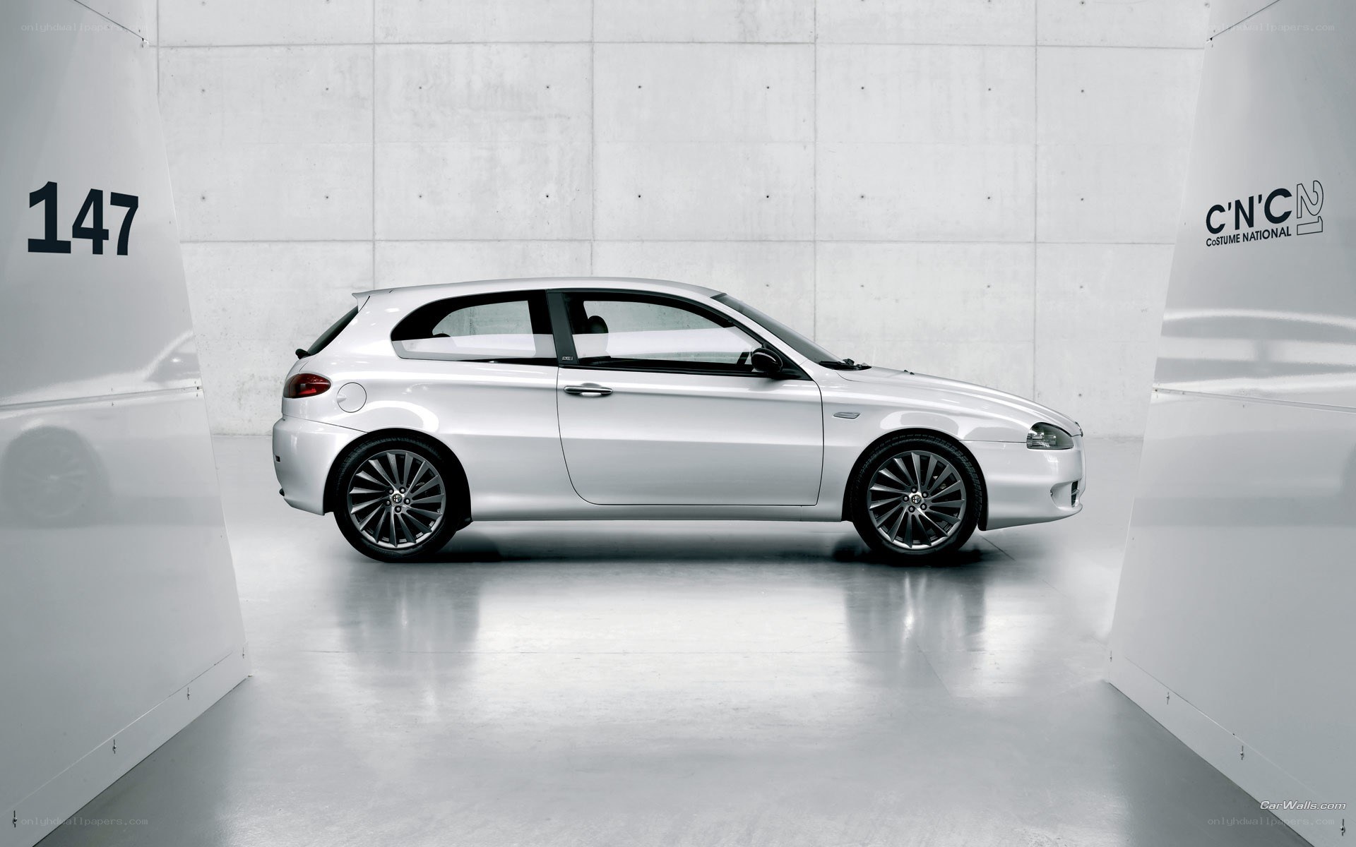 white car in showroom