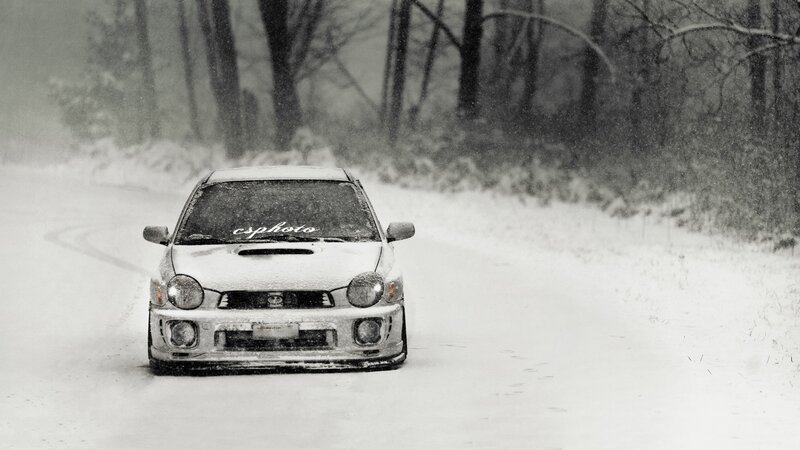 White Car in Snow — Black