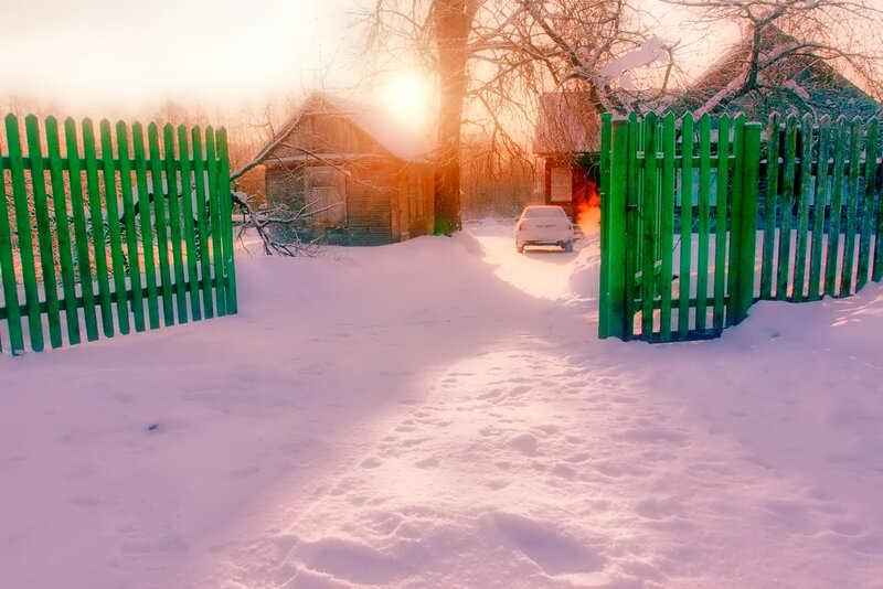 White Car in Snow — Serene