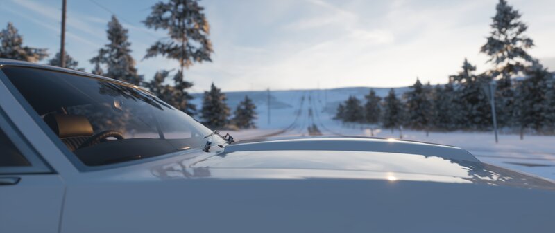 White Car in Snow — Serene, Winter