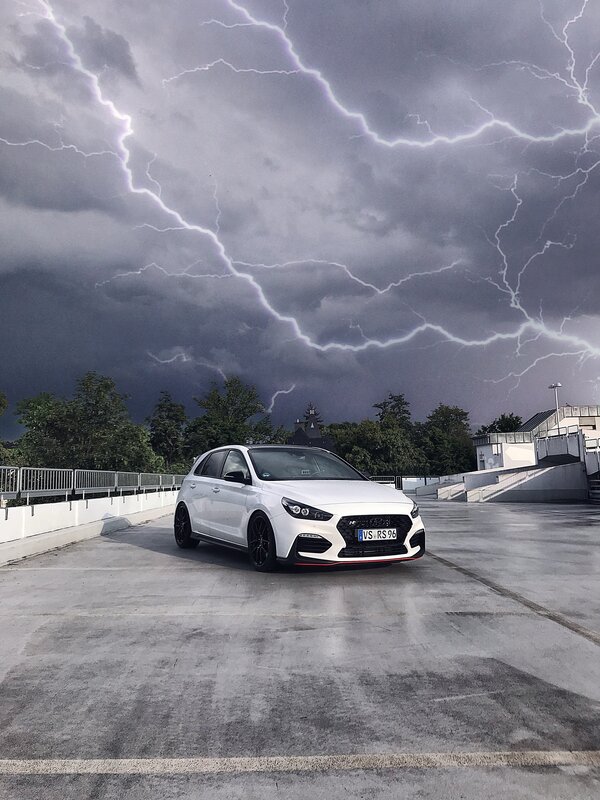 White Car in Storm