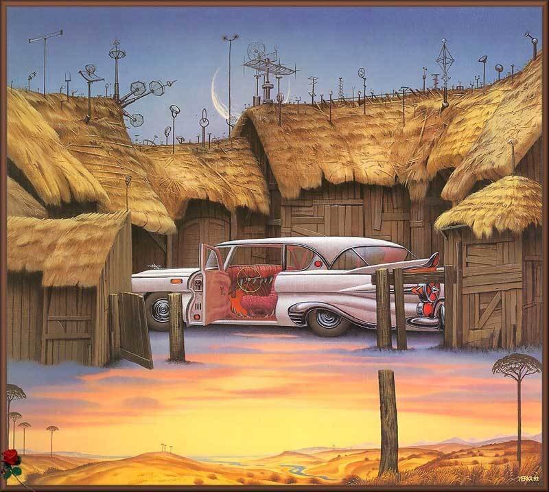 White Car in Village