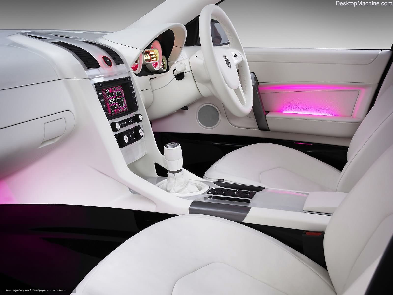 white car interior with pink lighting