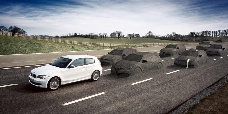 White car on a highway