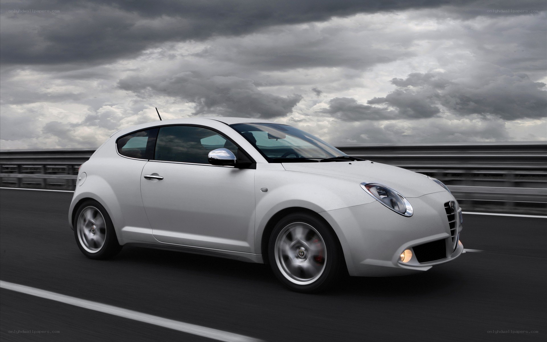 white car on a highway