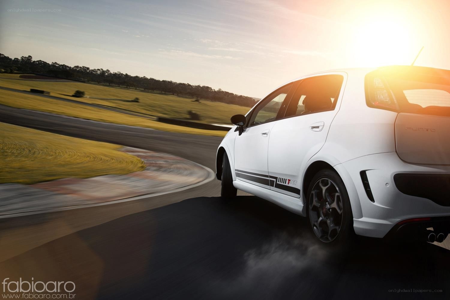 White car on a racetrack