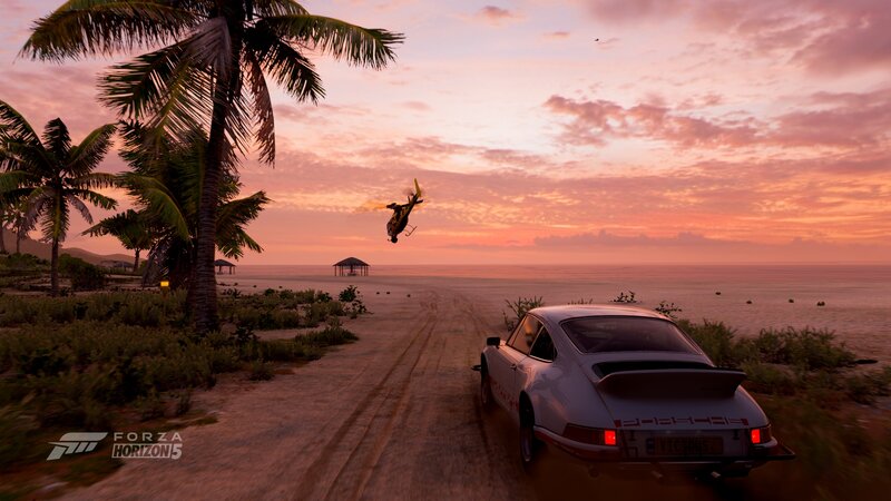 White Car on Beach — Pink