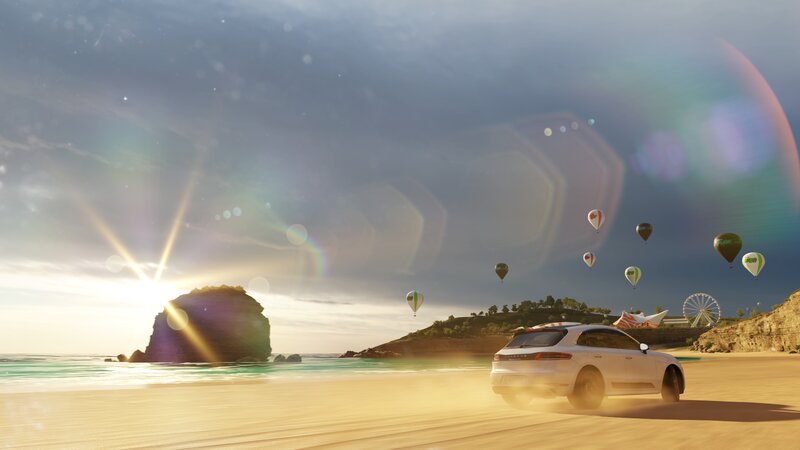White Car on Beach — Yellow