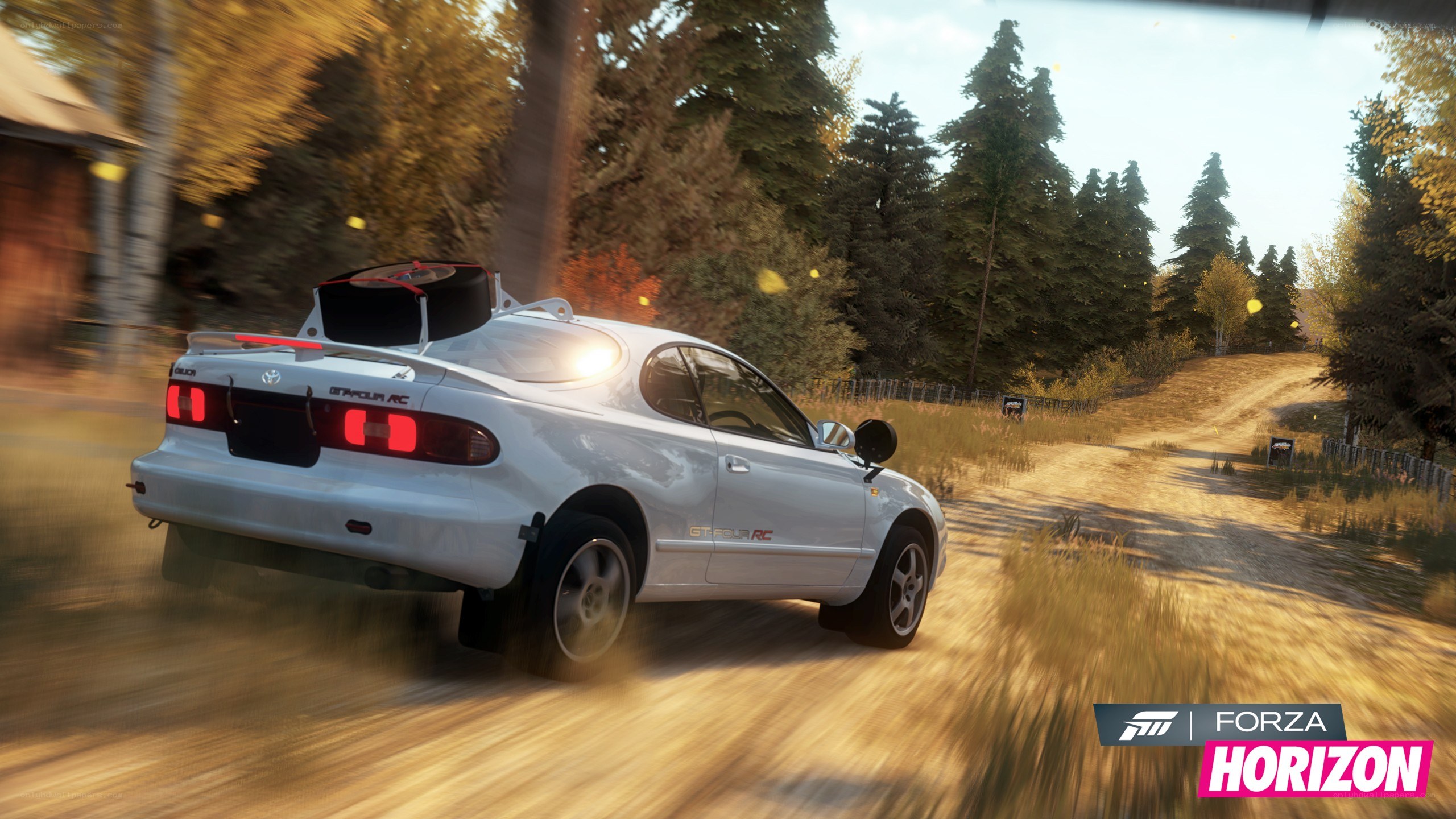 white car on dirt road