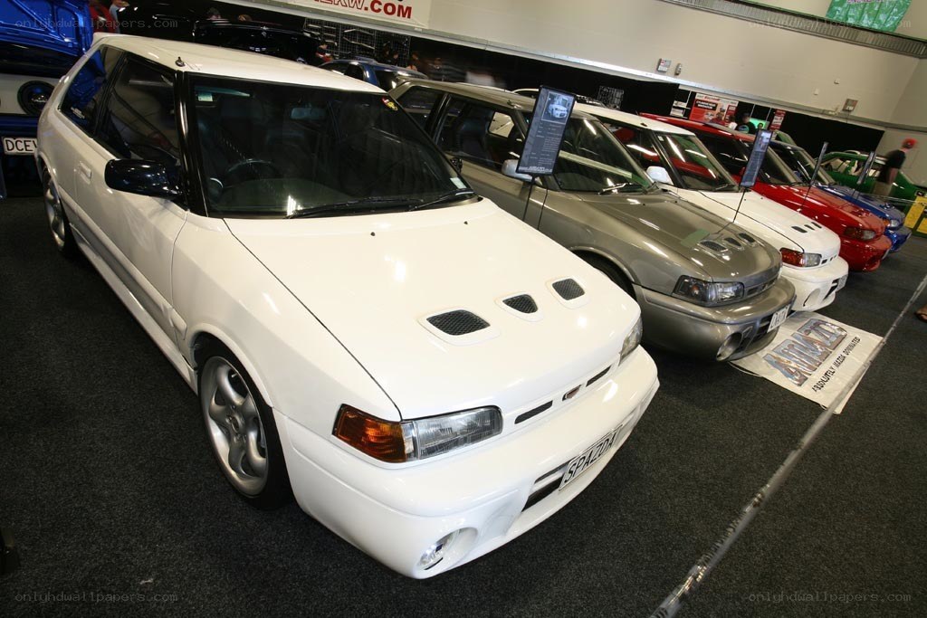 White car on display at show