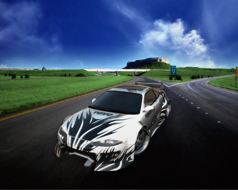white car on highway