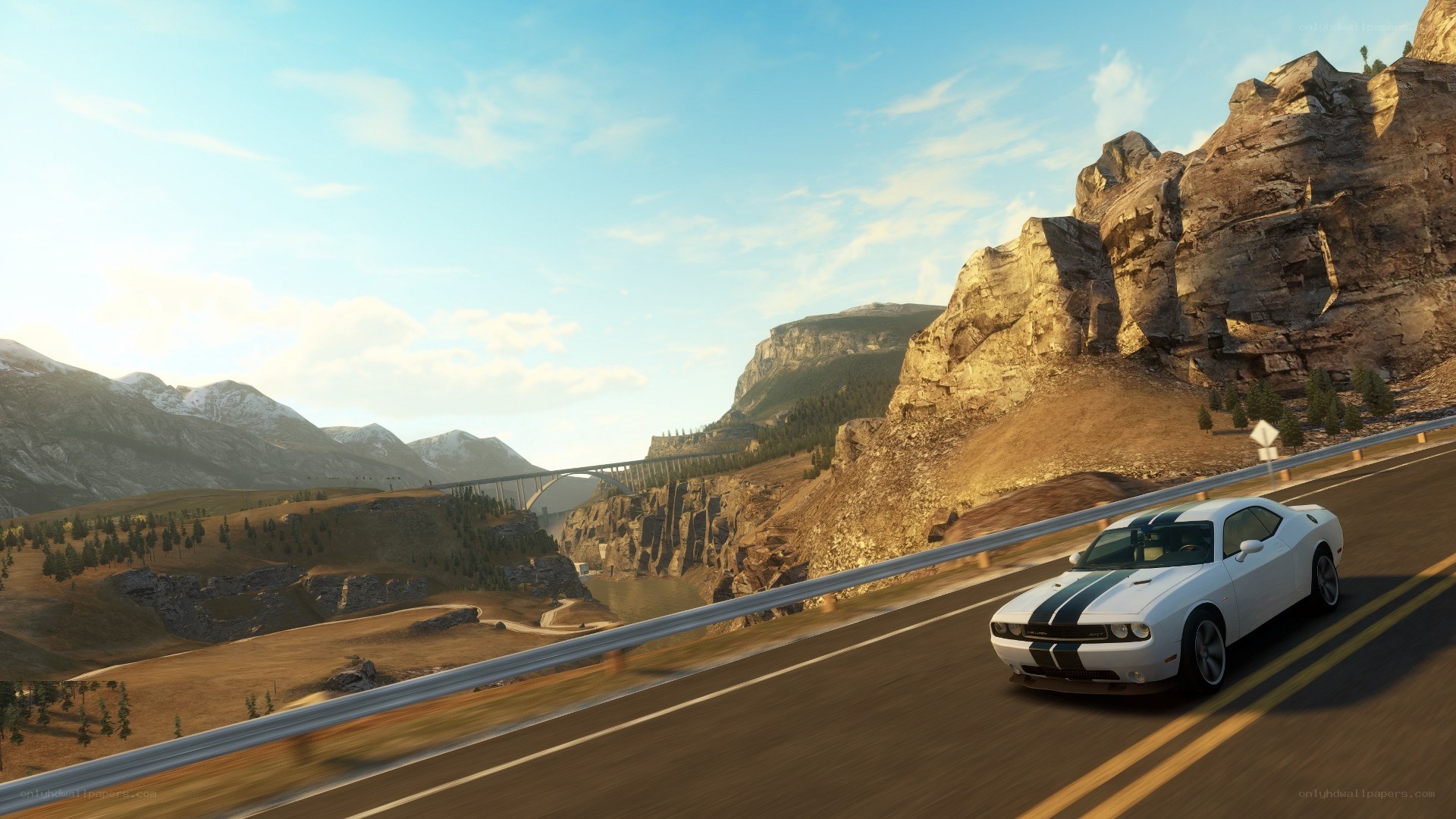 White car on mountain road