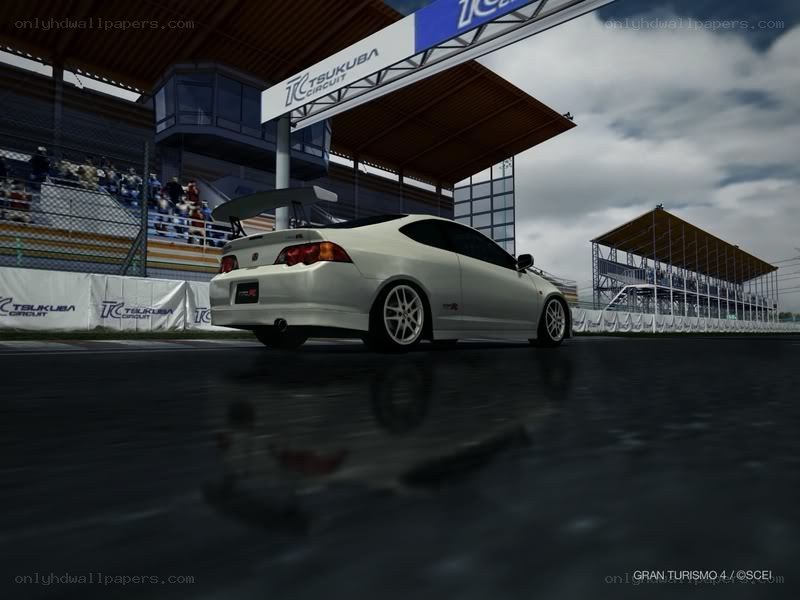 White car on racetrack