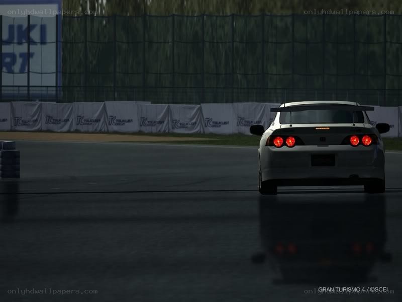 White car on racetrack