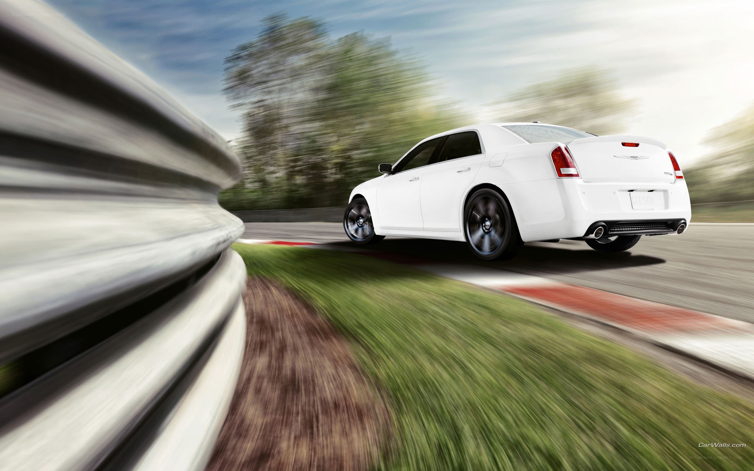 white car on racetrack