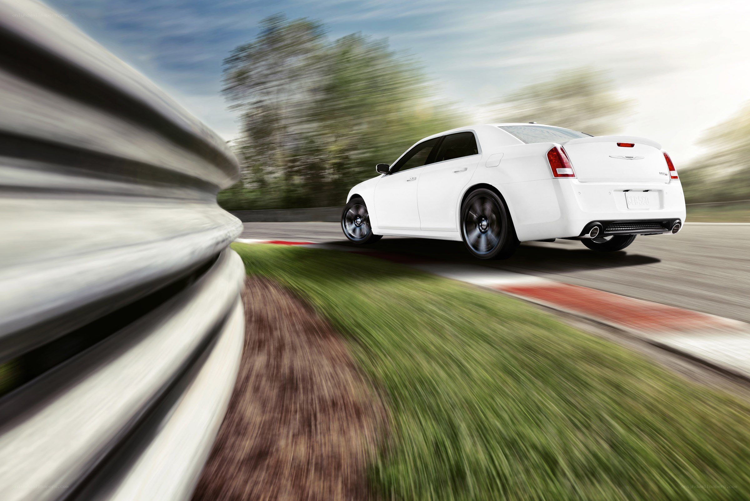 white car on racetrack