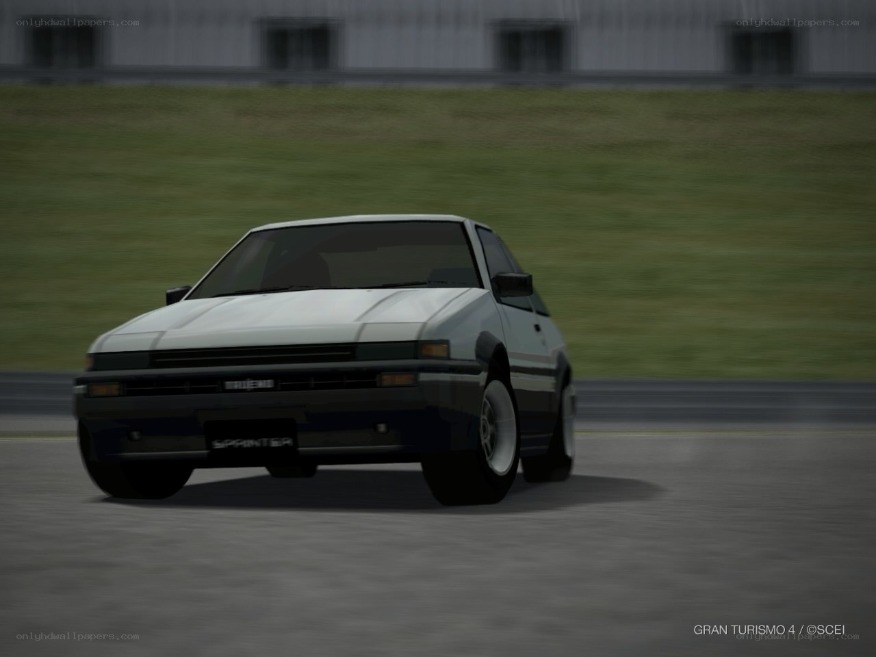 white car on racetrack