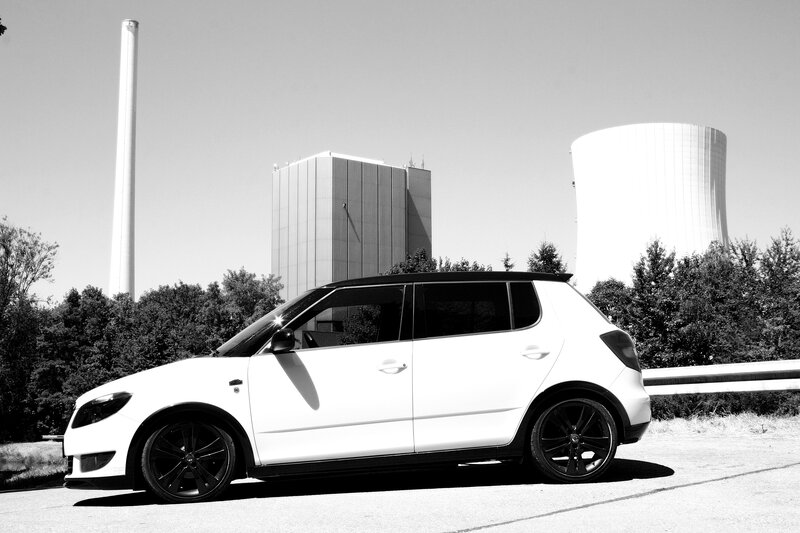 White Car on Road — Black