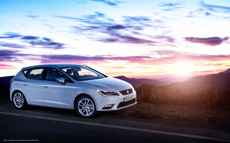 White Car on Road — Dramatic, Sunset