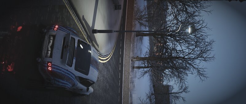 White Car on Street — Gray