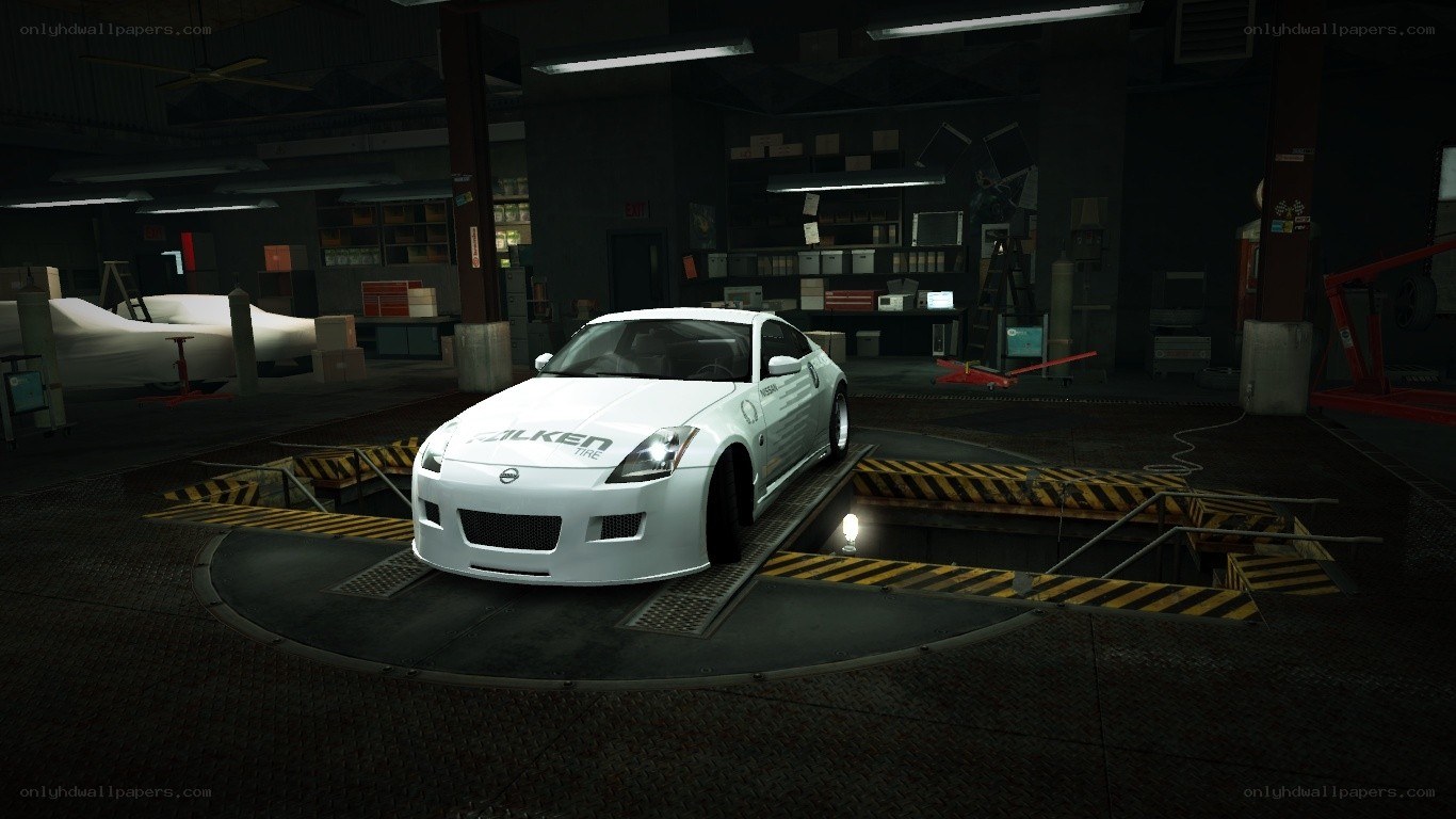 white car on turntable