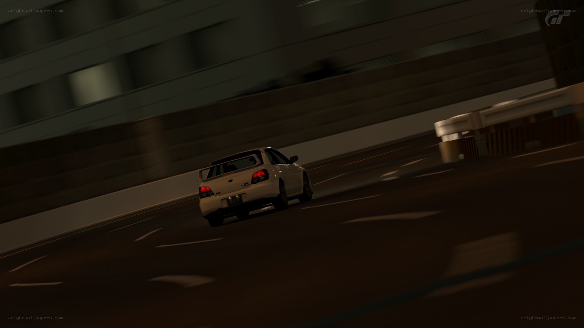 white car racing at night