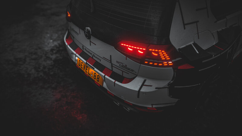 White Car Rear View — Black
