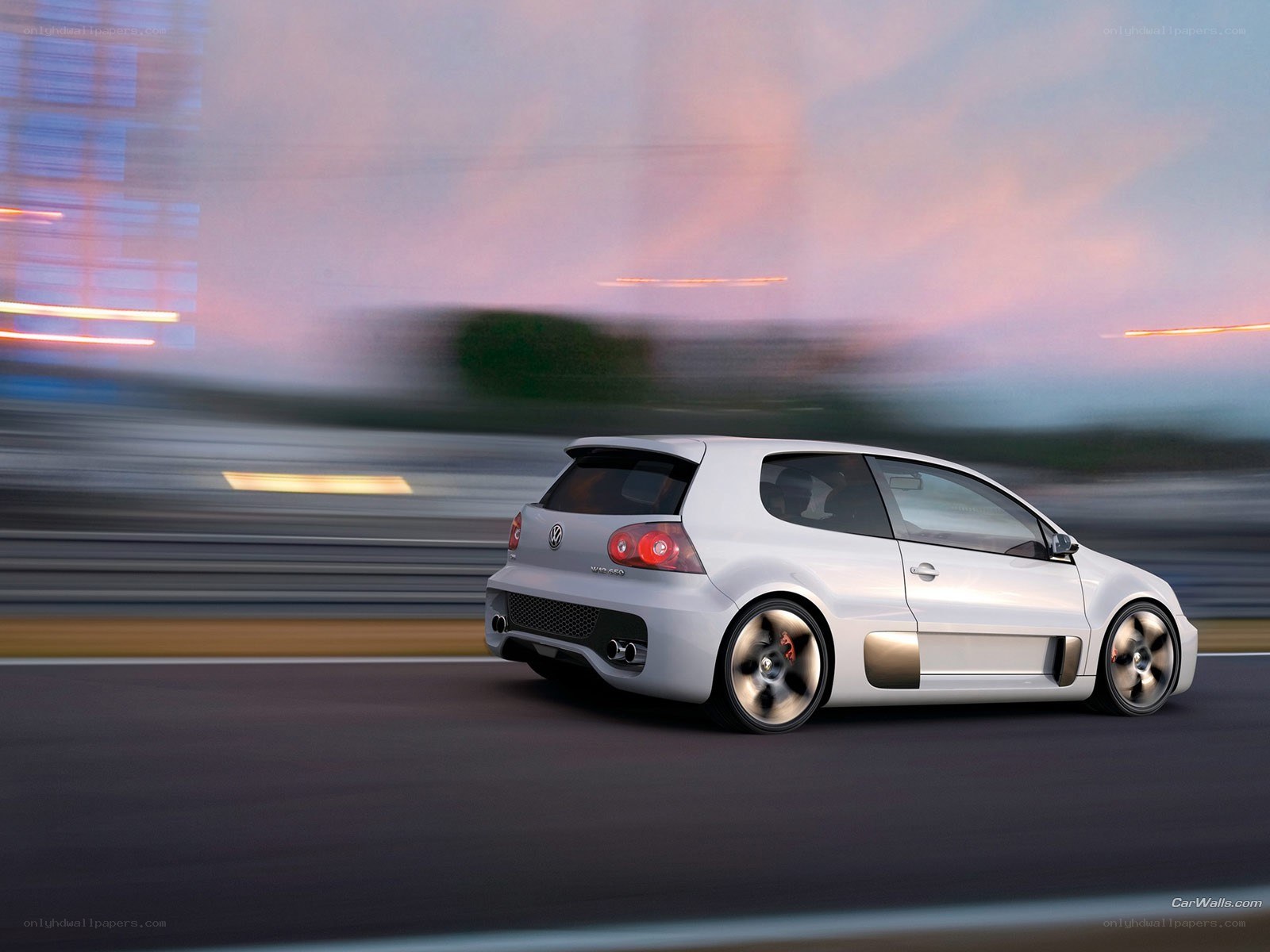 White car speeding on road