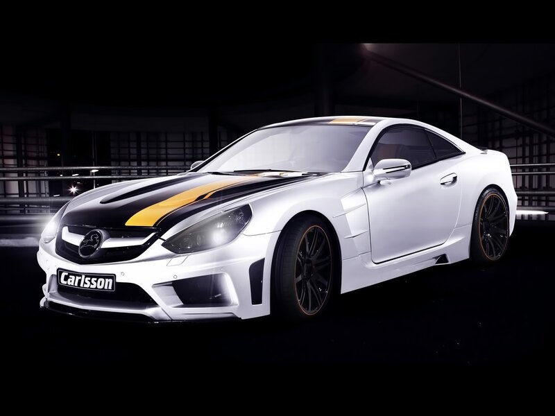 white car with black and yellow stripes