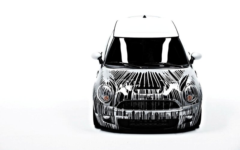 White Car with Black Pattern