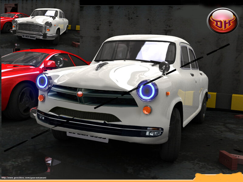 White Car with Blue Lights — Neutral