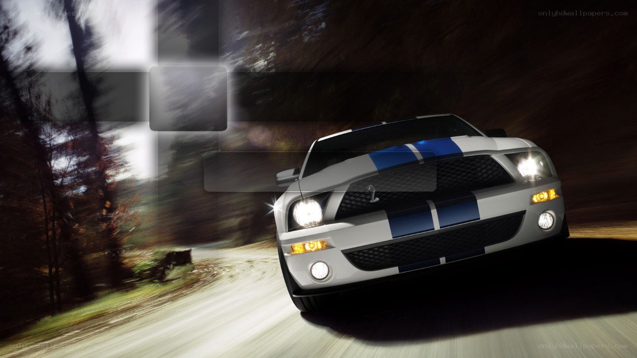 white car with blue stripes