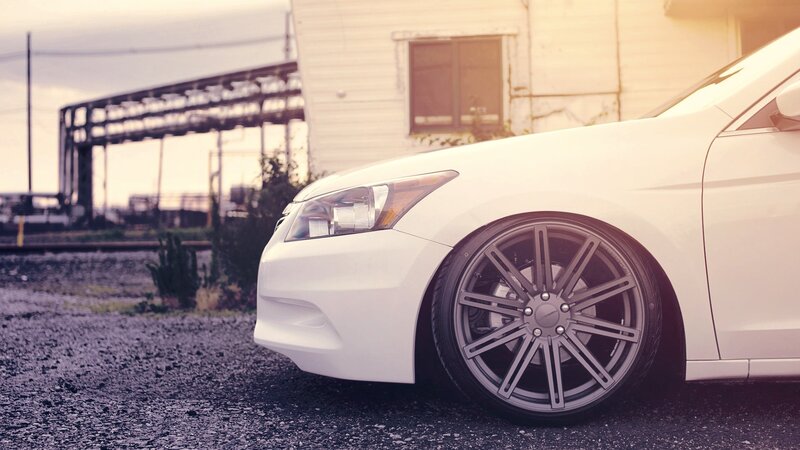 white car with custom wheels