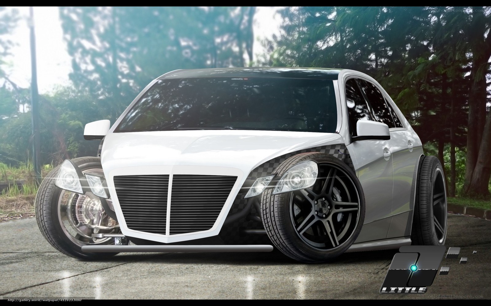 white car with custom wheels