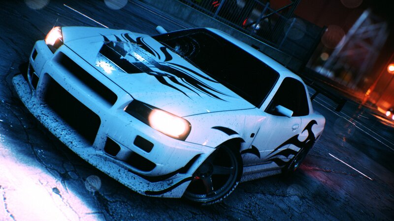 White Car with Flame Decals